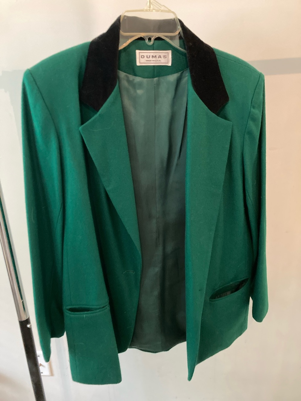 Pierre Dumas Emerald Green Blazer with Black Velvet Collar